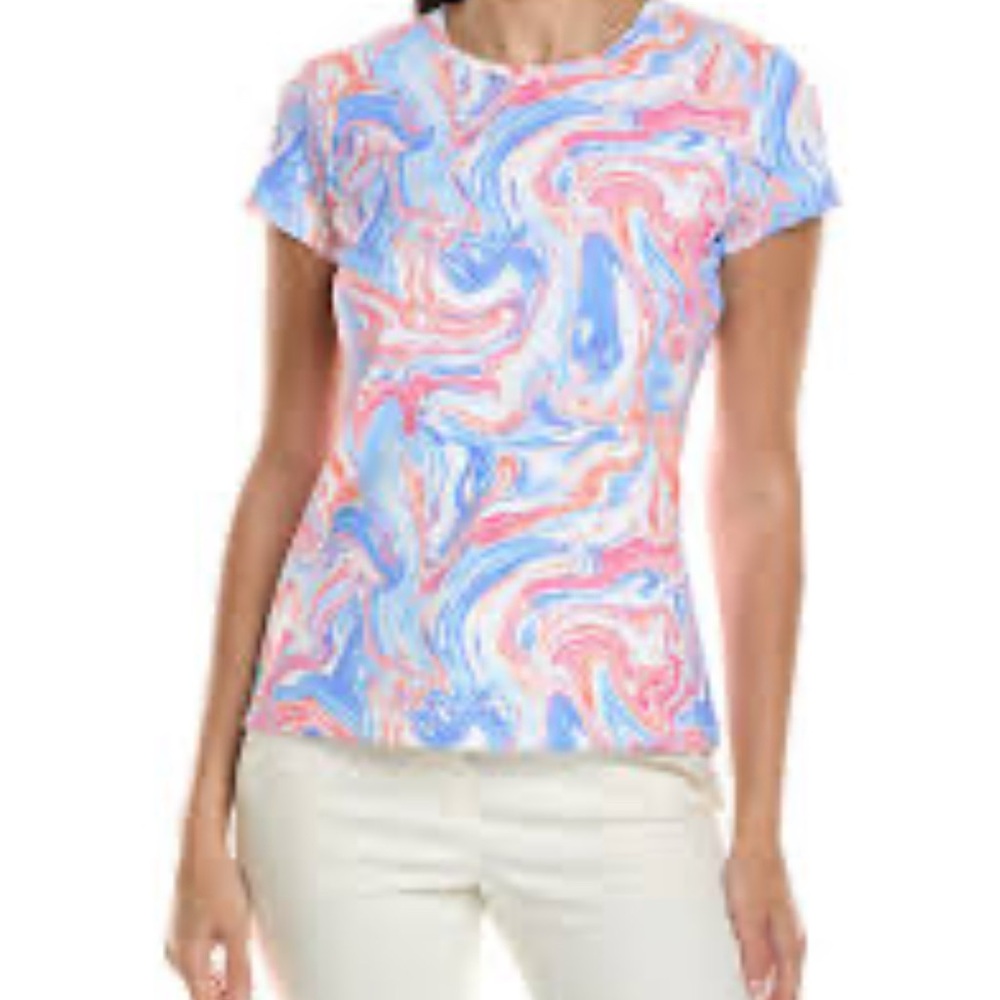 J. McLaughlin‎ Signature Catalina Cloth Colorful Marble Swirl Top Women’s Lg EUC